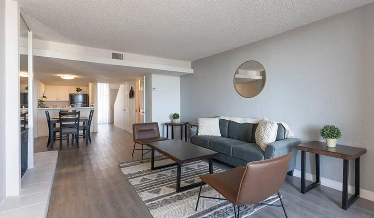 Model living room at Cliffside at Mountain Park in El Paso, Texas